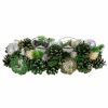 Northlight 13" Green Pinecone and Silver Glitter Ornaments Christmas Tealight Candle Holder