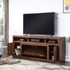 Bridgevine Home Sausalito 78 inch Electric Fireplace TV Stand Console for TVs up to 95 inches, Whiskey Finish